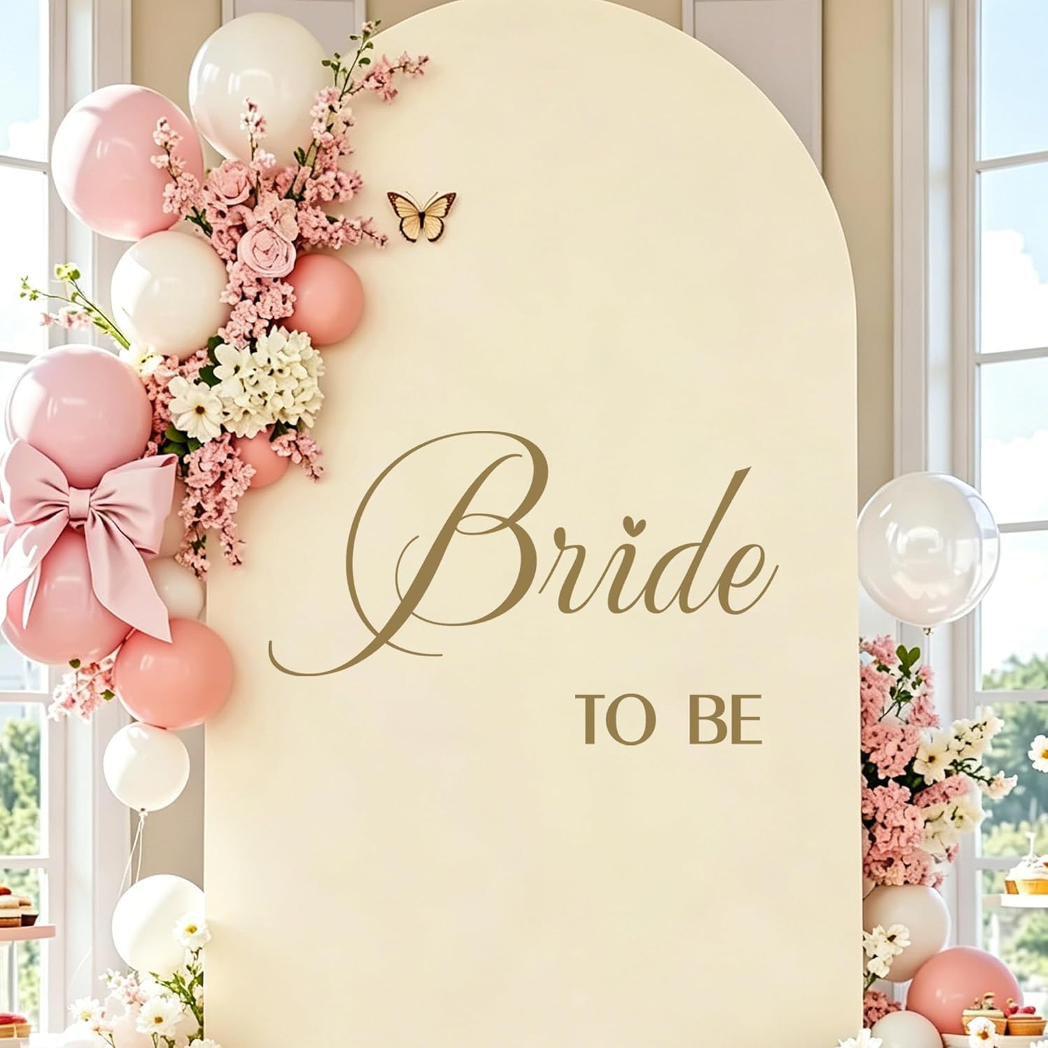 Bride to Be Decal, Bridal Shower Balloon Arch Backdrop Decor for Wedding, Engagement Party Decoration (Bride to Be Sign)