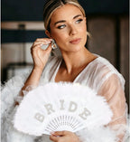 Aprince Bride to Be Fan Bridal Shower Gifts for Wedding Bachelorette Party Decorations White Pearl Feather Fan Bride Outfit Accessories
