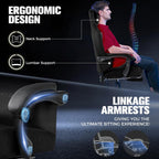 GTPLAYER Big and Tall Gaming Chair 400lbs Heavy Duty Office Chair with Foot Rest, High Back Pocket Spring Ergonomic Computer Chair for Adults, Wide Comfy Seated Cushion with Linkage Armrests, Black