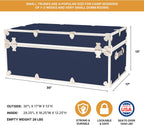 Rhino Trunk & Case Classic Camp & College Trunk with Wheels. 30"x17"x13", 1500+ lbs Capacity - Many Colors, Soft-Close Lid. Strong, USA Made Summer Camp Footlocker and Secure Dorm Storage Chest