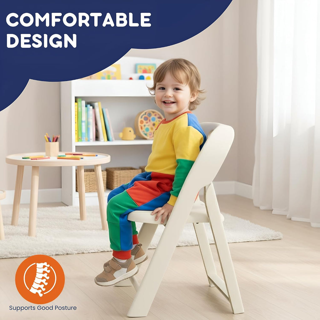 Giggle & Play 2 Pack of Kids Folding Chair with Backrest - Lightweight, Portable Toddler Chair for Indoor, Outdoor, Playroom & Classroom (Beige)