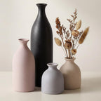 Dandat Brown Ceramic Vase Set of 4, Modern Ceramic Vases Neutral Colors Farmhouse Table Centerpiece for Dried Flowers, Living Room, Kitchen, Bedroom