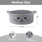 13.8" x 6" Cat Toy Basket, Woven Basket for Living Room Home Décor, Medium Empty Gift Baskets for Nursery, Cotton Rope Baskets for Cats Bed, Grey