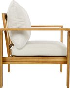 Merax 2 Piece Outdoor Patio Single Acacia Wood Chair with Water-Repellent Cushion, Transitional Lounge Armchair for Garden, Deck & Poolside