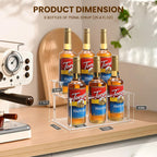 Acrylic Coffee Syrup Rack (6 Bottle Capacity),Syrup Bottle Holder Stand for Coffee Bar,Kitchen.Small Wine Rack for Bar,Family,Storage for Syrup,Wine,Condiments(Transparent)