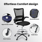 Drafting Chair Tall Office Chair for Standing Desk with Up & Down Flip-Up Armrest, 9” Adjustable Height High Desk Chair with Footrest Ring, 120° Recline Mesh Ergonomic Chair, 300 lbs
