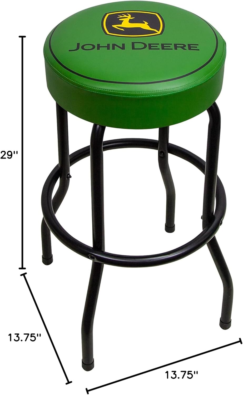 Plasticolor 004792R01 John Deere Logo Garage and Game Room Stool with Matte Green Top and Black Legs