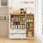 Buffet Cabinet with Storage, 47.5” Modern Sideboard with 3 Doors & 2 Drawers, Credenza for Living Room, Wooden Coffee Bar Cabinet with Removable Shelf for Kitchen Dining, White