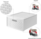 Rotho, Country, Drawer box 19.2 l in rattan-look, Plastic (PP) BPA-free, white, groß/19,2l (45,0 x 34,0 x 20,0 cm)