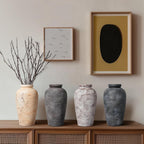 Rustic Vase, 11 inch Large Terracotta Flower Vase, Farmhouse Ceramic Pottery, Distressed Farmhouse Decor for Living Room, Shelf, Entryway, Room Decor, Black Bronze