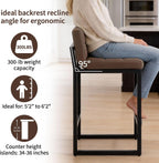 FIRAVOE Counter Height Bar Stools Set of 4, Upholstered Barstools with Back, Bar Chairs with Thickened Metal Legs, PU Leather Counter Stools for Kitchen Island (Coffee Brown, 4Pcs 26" Counter Stools)