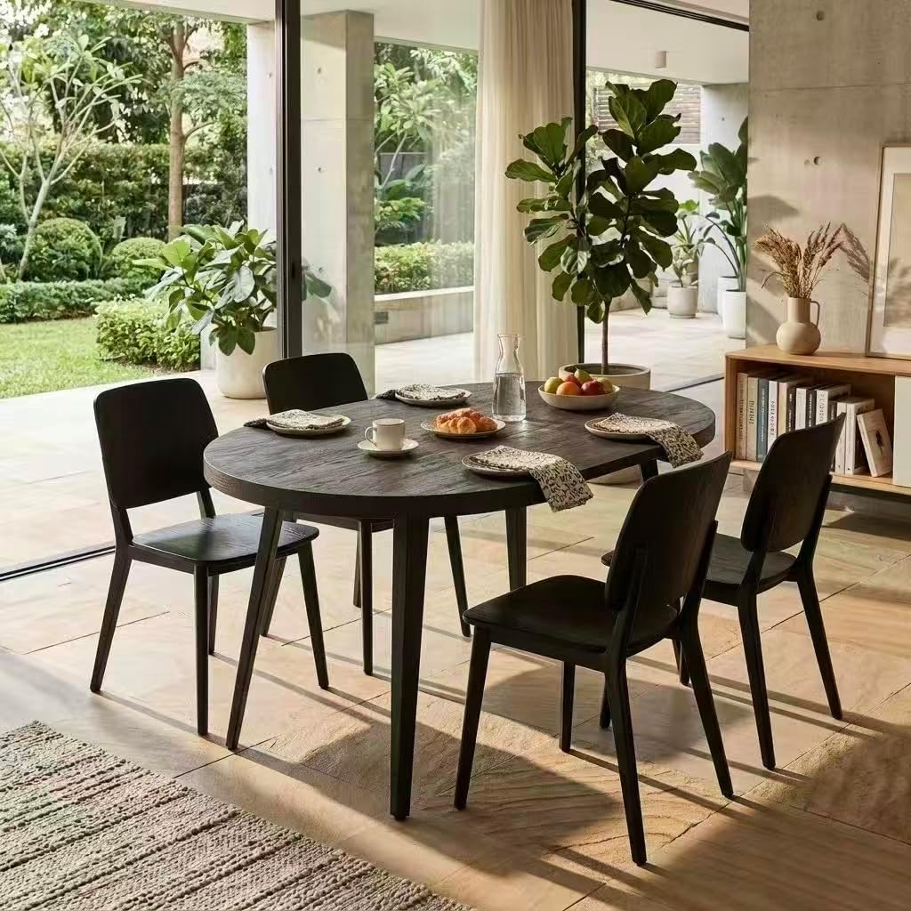 Extendable Black Table - Multifunctional Dining Desk, Office Workstation & Modern Coffee Table with Metal Legs, Adjustable 3-Size Conference Table for Home Kitchen Living Room