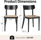 AVAWING Black Wood Dining Chairs Set of 4, Farmhouse Dining Chairs with Cane Seat and Curved Back for Kitchen & Dining Room