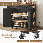 RALGEND Kitchen Island with Power Outlets & Drop Leaf, Rolling Kitchen Cart on Wheels, Kitchen Storage Island with Spice Rack and Drawer for Kitchen, Dinning Room, Black and Rustic Brown