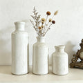 Modern Ceramic Vase Set of 3,White Rustic Vase Home Decor, Farmhouse Vase Decor for Shelves,Entry Table,Living Room,Fireplace