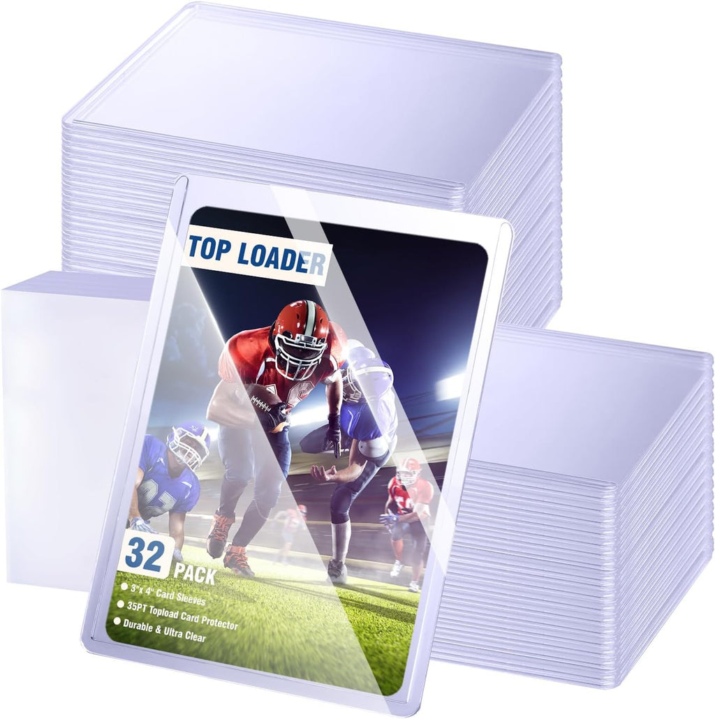 100 Penny Sleeves and 100 Top Loads, EDUDIIU 35PT Card Sleeves Hard Plastic, 3" x 4" Hard Card Protectors, Rigid Toploads for Yugioh, Baseball, Sports Cards