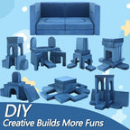 12pcs Modular Kids Play Couch,Kids Couch Building Fort Toddler Modular Sectional Sofa,DIY Creativing Convertible Foam Play Couch for Playroom Bedroom Furniture(Dark Blue,12PACK)