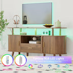 LED TV Stand and Coffee Table Set of 2, Lift Top Coffee Table with Storage, TV Console Table with Power Outlet Living Room Table Sets for Living Room, Bedroom, Home Office, Walnut