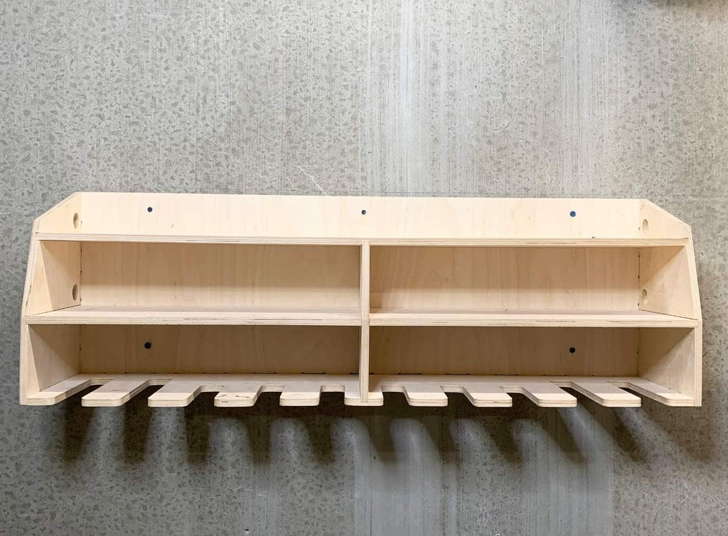 Cordless Drill Tool Holder Organization Storage Rack Wood Shelf Case Organizer 10-Slot Birch Plywood