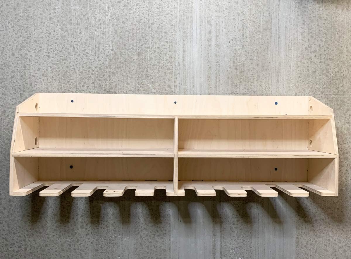 Cordless Drill Tool Holder Organization Storage Rack Wood Shelf Case Organizer 10-Slot Birch Plywood