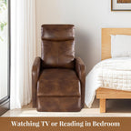 Zero Wall Power Recliner Chairs, Small Recliner for Small Spaces and Petite People Man Woman (1, Faux Leather Light Brown)