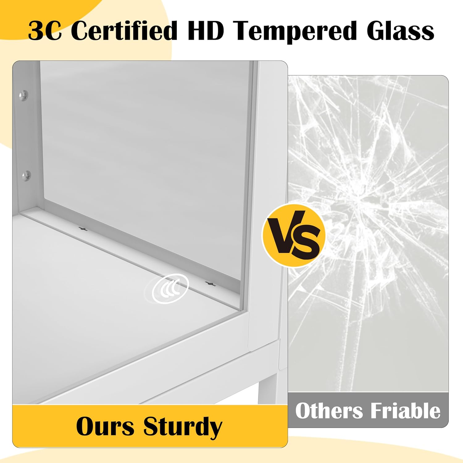 66"Glass Display Cabinet with 3 Color LED Lights,Metal Curio Cabinet with Glass Doors,4-Tier Display Case for Collectibles,Trophy,Plant,White Storage Cabinets For Living Room - Assemble Required