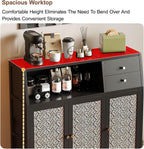 Kitchen Pantry Storage Cabinet with 3 Doors, Modern Hutch with Storage Drawers, Coffee Bar Workstation, for Kitchen, Bedroom, Dining Room, Office