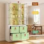 80" Modular Kitchen Pantry Cabinet, 2-in-1 Freestanding Tall Pantry Cabinet with Glass Doors & Adjustable Shelves, Large Hutch Storage Cabinet for Kitchen & Living Room (2, Vintage Warm White, AD)