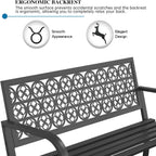 On Shine Outdoor Garden Bench Cast Iron Steel Outdoor Bench Clearance Weatherproof Metal Park Bench for Porch, Yard, Lawn, Deck (Four-Leaf Clover)