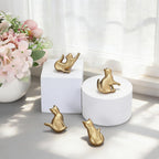 JUXYES Set of 4 Vintage Cat Drawer Handle Pull Knobs - Antique Cast Iron Drawer Knob - Retro Decorative Cabinet Handle Knobs for Dresser Cupboard Cabinet, Gold
