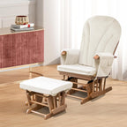 ANMINY 5pcs Glider Rocker Replacement Cushions Set - Thickened Velvet Glider Rocking Chair Cushions with 29 inch High Backrest & Side Pockets for Indoor Nursery, Washable & Non Slip, Beige