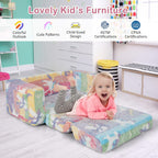 HONEY JOY Toddler Couch, 2-in-1 Convertible Sofa to Lounger, Glow in The Dark, Extra Soft Flip Open Fold Out Chair & Sleeper, Kids Playroom Furniture, Foam Sofa for Boys & Girls, Pink