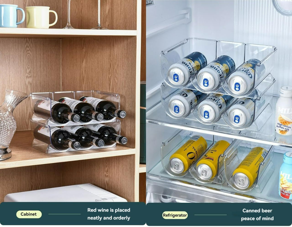Transparent Wine Rack Stackable Bottle Holder for Refrigerator Beverage Storage and Organization at Home (3 Link)