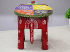 Handcrafted and Hand-Painted Colorful Wooden Elephant Decorative Showpiece Stool/Side Table for Home/Office/Living or Bedroom Decor (Maroon)