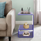 3-Tier Acrylic End Table, Sofa Side Couch Table Coffee Table, Small Space Organizer Nightstand Bed Side Table, for Home Bedroom Bathroom Living Room Office Coffee Shop (Blue)
