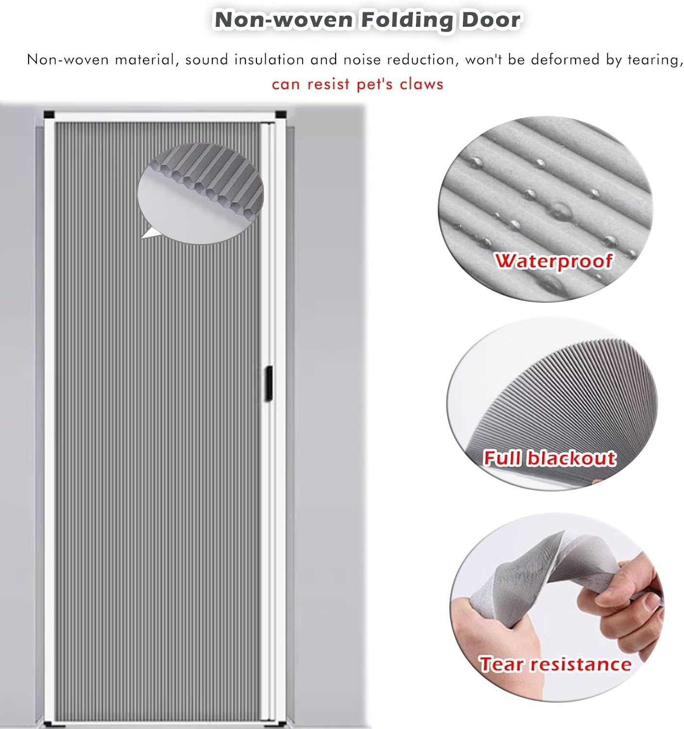 80" Tall Waterproof Retractable Folding Doors, 26-80" Wide, Aluminum & Cellular, Ideal for Hallways & Bathrooms - Space-Saving, Design