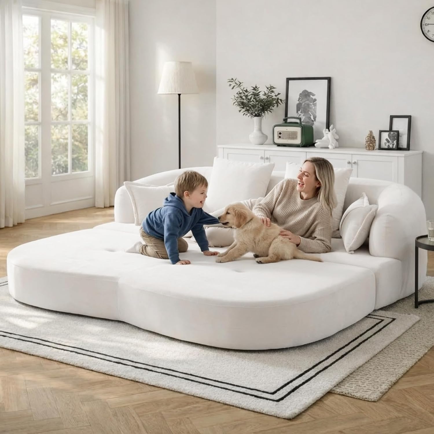 70" Convertible Sofa Bed, 2-in-1 Boneless Sleeper Sofa, Soft Chenille Folding Sofa Loveseat with 4 Pillows, Love Seat Small Couch for Small Spaces, Living Room, Bedroom, No Assembly