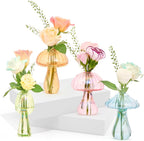 XXXFLOWER Glass Mushroom Vase Propagation Planter Window Plant Propagation Station Crystal Hydroponic Mushroom Jars for Plant Cuttings Unique Glass Bud Flower Vase Indoor for Home Office Garden Decor