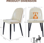 Set of 4 Mid-Century Modern Dining Chairs, Beige Faux Leather Upholstered Kitchen Chairs with Metal Legs, Comfortable Side Chairs for Dining Room, Living Room, Cafe & Hotel