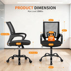 BestOffice Office Chair Ergonomic Cheap Desk Chair Mesh Computer Chair Lumbar Support Modern Executive Adjustable Stool Rolling Swivel Chair for Back Pain (Black)