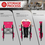 OmySalon Tall Folding Directors Chair with Side Table Storage Bag, Aluminum Frame 300 lbs Capacity, Portable Makeup Artist Bar Height, 19.7" D x 24.6" W x 45.7" H(Rose Red)