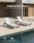 Patio Chaise Lounge Chairs Set of 6, All-Weather Aluminum Pool Loungers for Outside, 5-Position Adjustable Sunbathing Chairs for Tanning, Stackable for Backyard, Poolside, White
