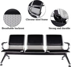 Kinsuite Set of 4 Waiting Room Reception Chairs with Arms 3-Seat Office Guest Chairs & Reception Chairs Bench PU Leather for Airport Office Bank Hospital Seat