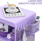 SYKIARIOL Kids Nightstand for Girls, 3-Tier Storage Shelf, Purple | Metal Bedside Table with 4 Hooks & Hanging Basket, Toddler Night Stand for Bedroom