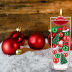 10066Pcs Christmas Vase Filler Decor Set Red Green Beads Santa Hat Christmas Trees Gift Boxes Vase Filler for Home Party Decoration