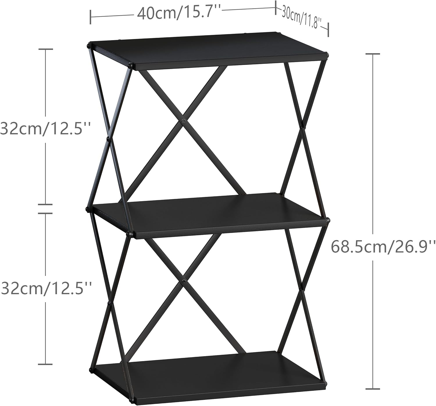3-Tier End Table Small Side Table Tall Bedside Night Stand with Storage Sofa Side desks for Living Room Bedroom Office Bathroom Small Space Black ET-03BK