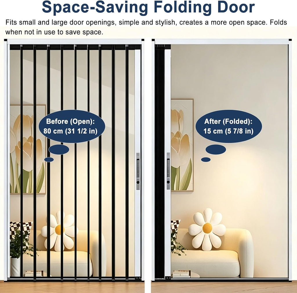 Clear Folding Interior Transparent Accordion Door for Apartment, No Drill Room Divider Privacy Doors for Kitchen Bedroom, Easy to Clean(140x220cm(55"x87"))
