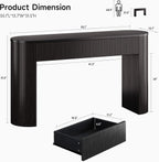 55 Inch Console Table with 2 Drawers, Entryway Tables with Storage,Black | Fluted Sofa Table Behind The Couch, Hallway Tables, Mid-Century Modern Foyer Table for Entryway, Hallway, Living Room