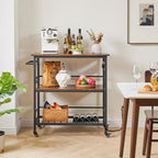 IBUYKE Kitchen Island with 3 Shelves, Island Table for Kitchen with Power Outlet,Kitchen Cart with Large Worktop,Rolling Bar Cart for Home, Outdoor, Kitchen TMJ024H