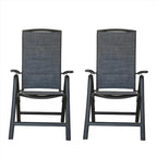 VECELO Folding Patio Chairs Set of 2, Aluminium Frame Reclining Sling Lawn Chairs with Adjustable High Backrest, Patio Dining Chairs for Outdoor, Camping (Double-Layered Textilene Fabric, 2 Chairs)